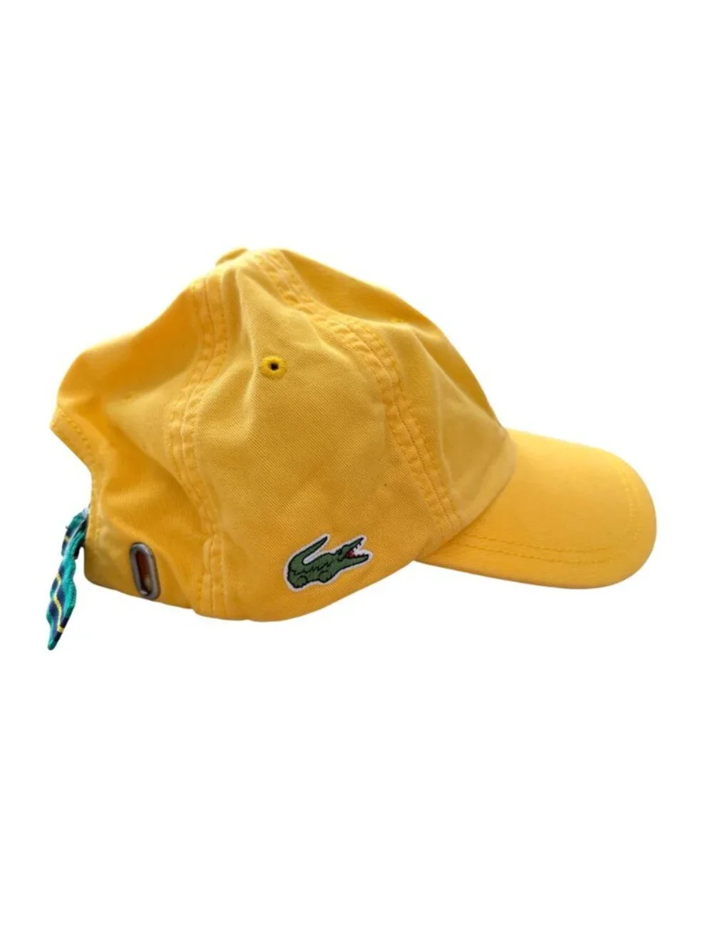 Lacoste Yellow Adjustable Strapback Hat With Green 